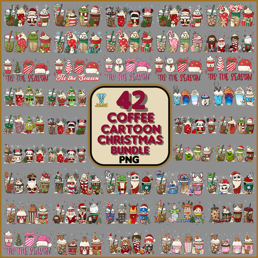 42CoffeeCartoonChristmasPngBundle