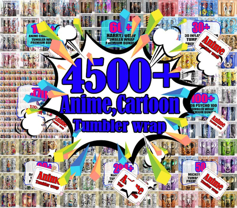 4500+ Anime & Manga Premium Bundle, Anime Tumbler Wraps, Skinny Tumbler, 300 DPI PNG Download, Premium Anime designs