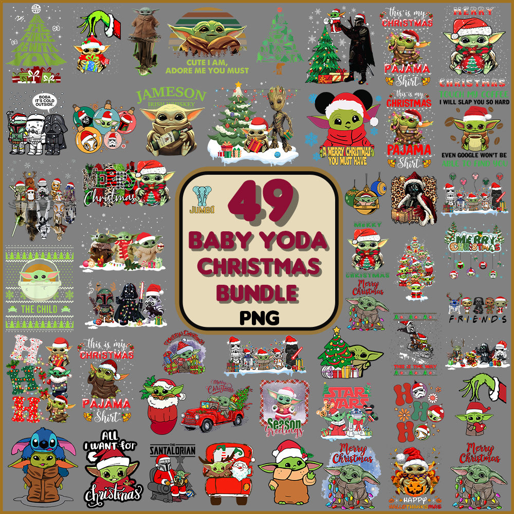 49BabyYodaChristmasPngBundle