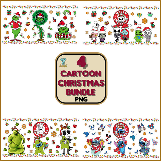 4CartoonChristmasPngBundle