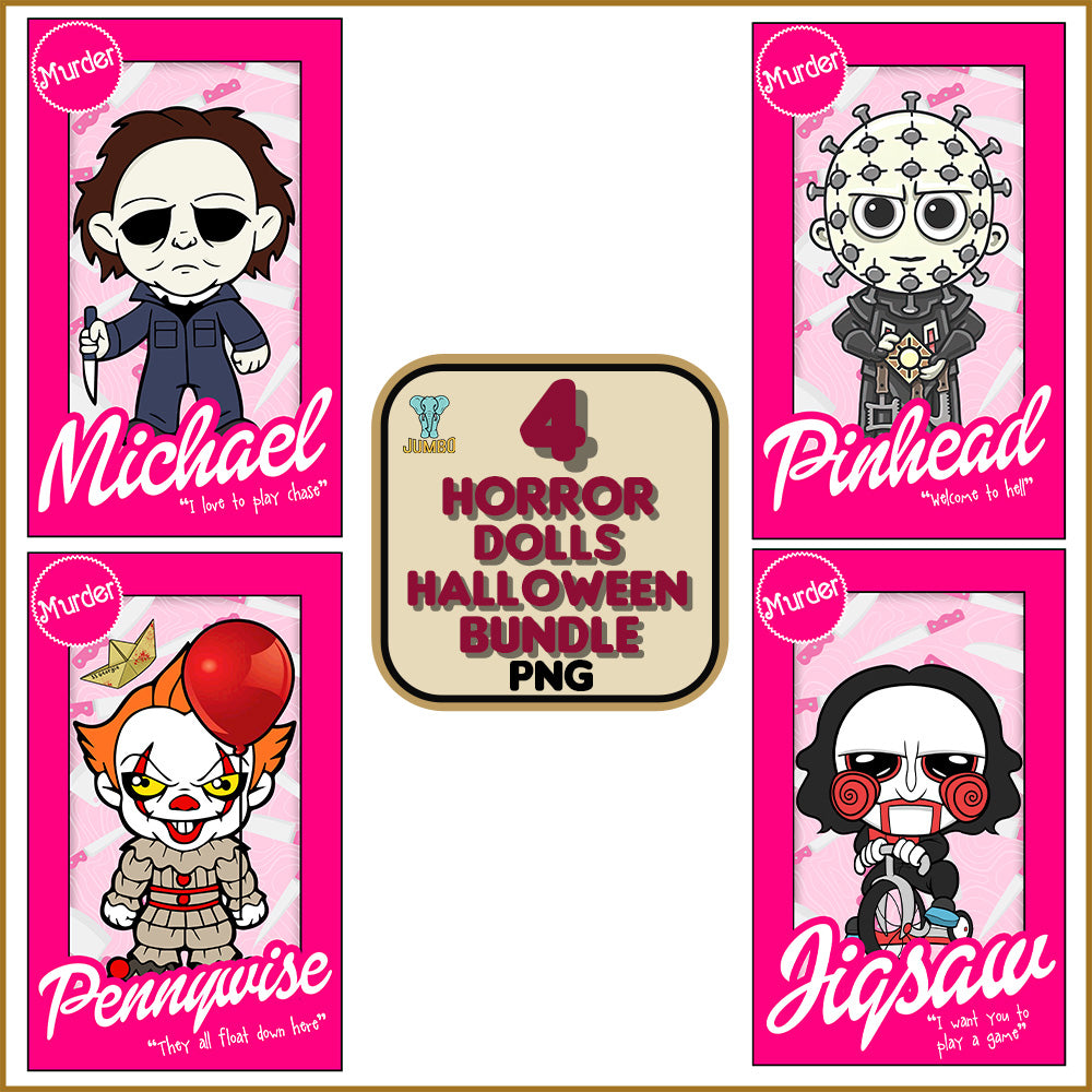 4HorrorDollsHalloweenPngBundle