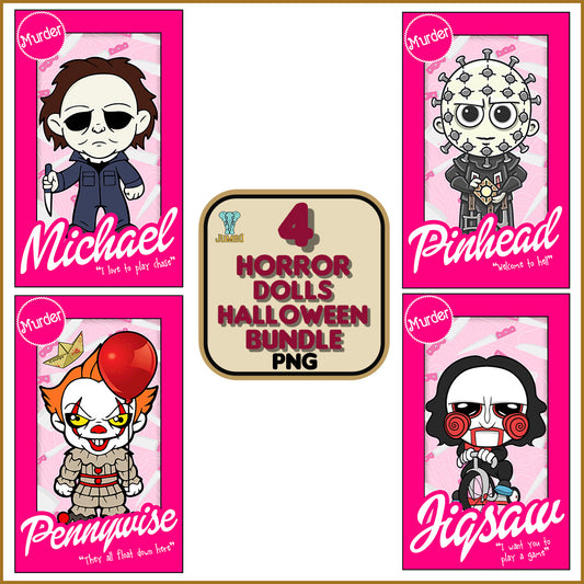 4HorrorDollsHalloweenPngBundle