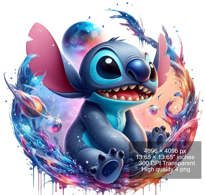 8 PNG Stitch Splash and Watercolor Digital design PNG file for sublimation - High Resolution -Instant Digital PNG Download