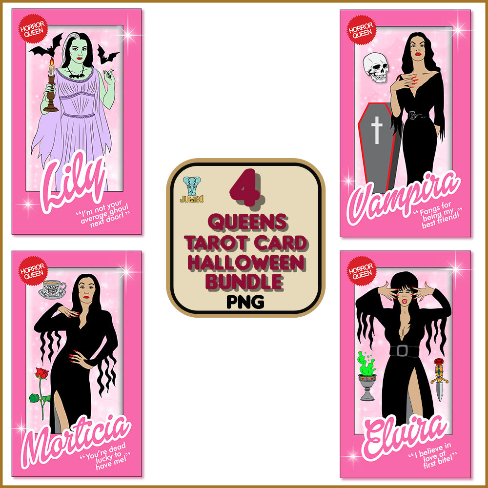 4QueensTarotCardHalloweenPngBundle