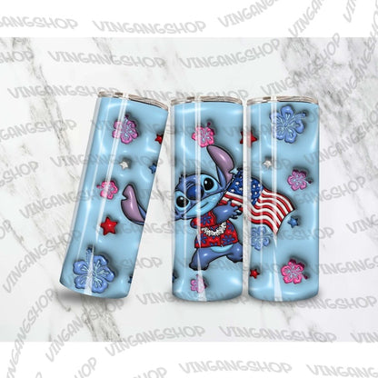 4+ Inflated 4th Of July Tumbler Bundle Design Png, 3D Tumbler Wraps 20oz Skinny Png, 3D Puffy Animal Character Movie, Instant Download