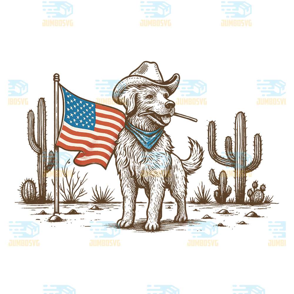 4th-Of-July-Patriotic-Goldendoodle-Cowboy-Png
