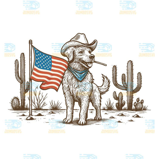 4th-Of-July-Patriotic-Goldendoodle-Cowboy-Png