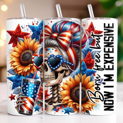 4th of July Tumbler Wrap Bundle, 20 oz Skinny Tumbler Sublimation Designs, American Flag Sunflowers Patriotic Tumbler PNG Download