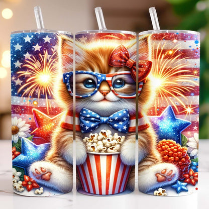 4th of July Tumbler Wrap Bundle, 20 oz Skinny Tumbler Sublimation Designs, American Flag Sunflowers Patriotic Tumbler PNG Download