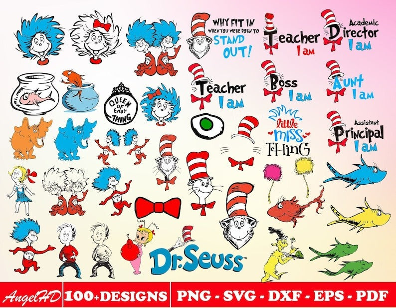 500+ Files Dr Seuss Svg Bundle Layered Item, Dr. Seuss Quotes Cat In The Hat Svg Clipart, Cricut, Digital Vector Cut File, Cat And The Hat