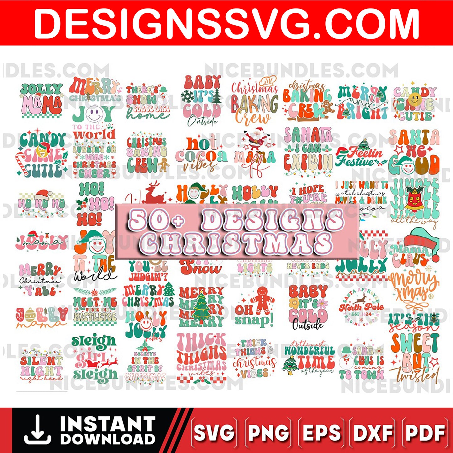 50 Boho Christmas Svg Png Bundle, Retro Christmas Svg, Merry Christmas Svg, Holiday Svg, Christmas Shirt Svg, Winter Svg, Christmas Tree Svg