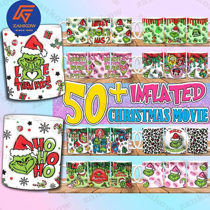 50+ 3D Inflated Christmas Movie 11oz Mug Wrap Png Bundle, Christmas Character 11oz Mug Design Png, Christmas 11oz Mug Wrap - Jumbosvg