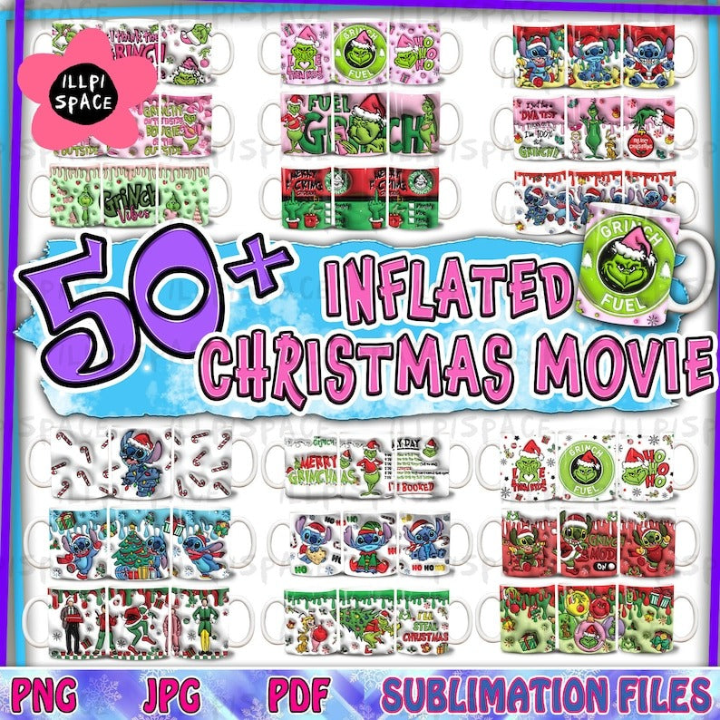 50+ 3D Inflated Christmas Movie 11oz Mug Wrap Png Bundle, Christmas Character 11oz Mug Design Png, Christmas 2023 11oz Mug Wrap - Jumbosvg