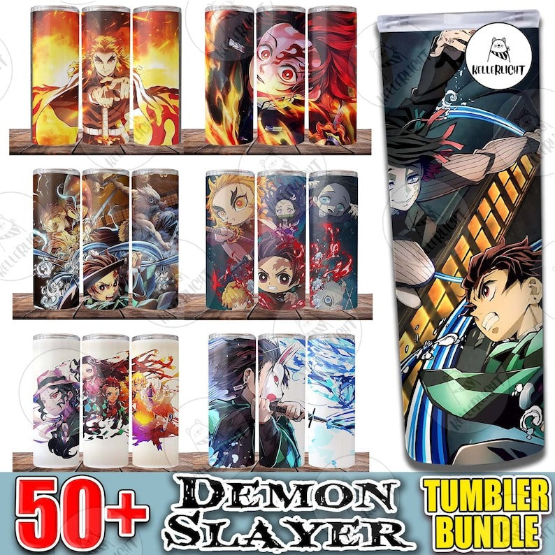 50+ Anime Tumbler Bundle Wrap, Demon Slayer Bundle Tumbler Png Wrap Designs, Anime 20 Oz Skinny Tumbler & Straight Png, Digital Download