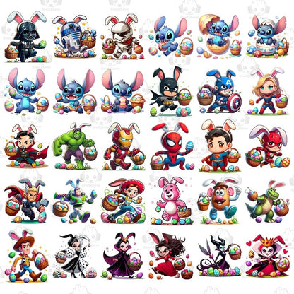 50+ Cartoon Easter Character Png Bundle, Spring Easter Monster Png, Happy Easter Day Png, Superhero Easter Png, Character Easter Egg Png