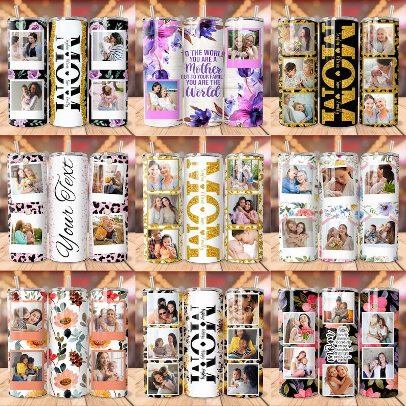 50+ Mom Photo Tumbler Sublimation Design, Mom Tumbler Wrap with Pictures, Tumbler Wrap 20 oz Skinny Tumbler, Mama Tumbler Wrap with Photo