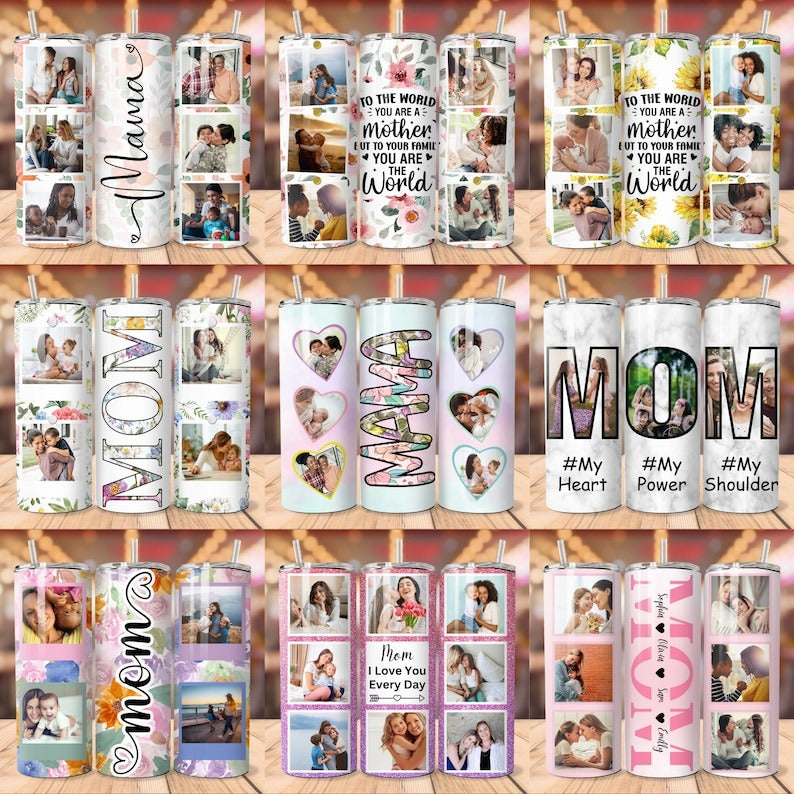 50+ Mom Photo Tumbler Sublimation Design, Mom Tumbler Wrap with Pictures, Tumbler Wrap 20 oz Skinny Tumbler, Mama Tumbler Wrap with Photo