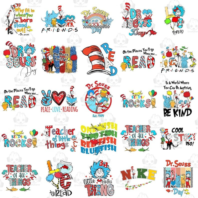 50+ Reading Day PNG Bundle, Oh The Place You Will Go Png, Little Miss Thing Png, Read Across America Png, Teaching Is My Thing Design File