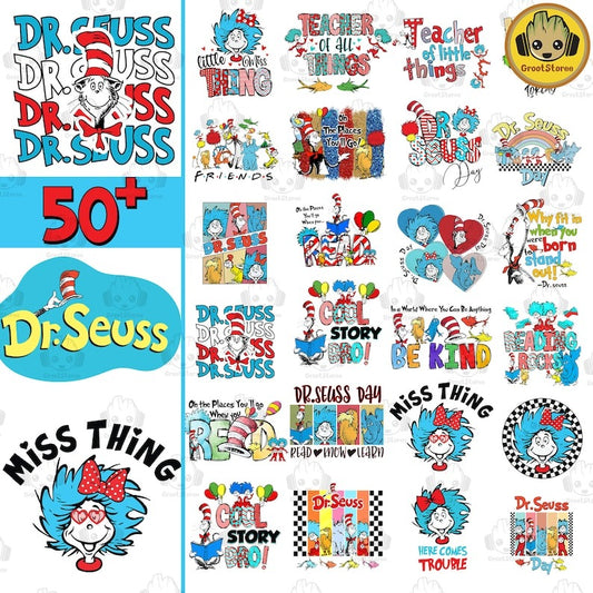 50+ Reading Day PNG Bundle, Oh The Place You Will Go Png, Little Miss Thing Png, Read Across America Png, Teaching Is My Thing Design File