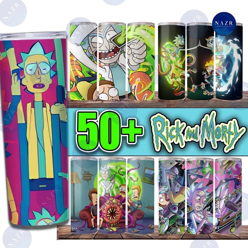 50+ Rick and Morty Tumbler Png, Cartoon Character Tumbler Digital Design, Skinny Tumbler 20oz Design, Instant Download