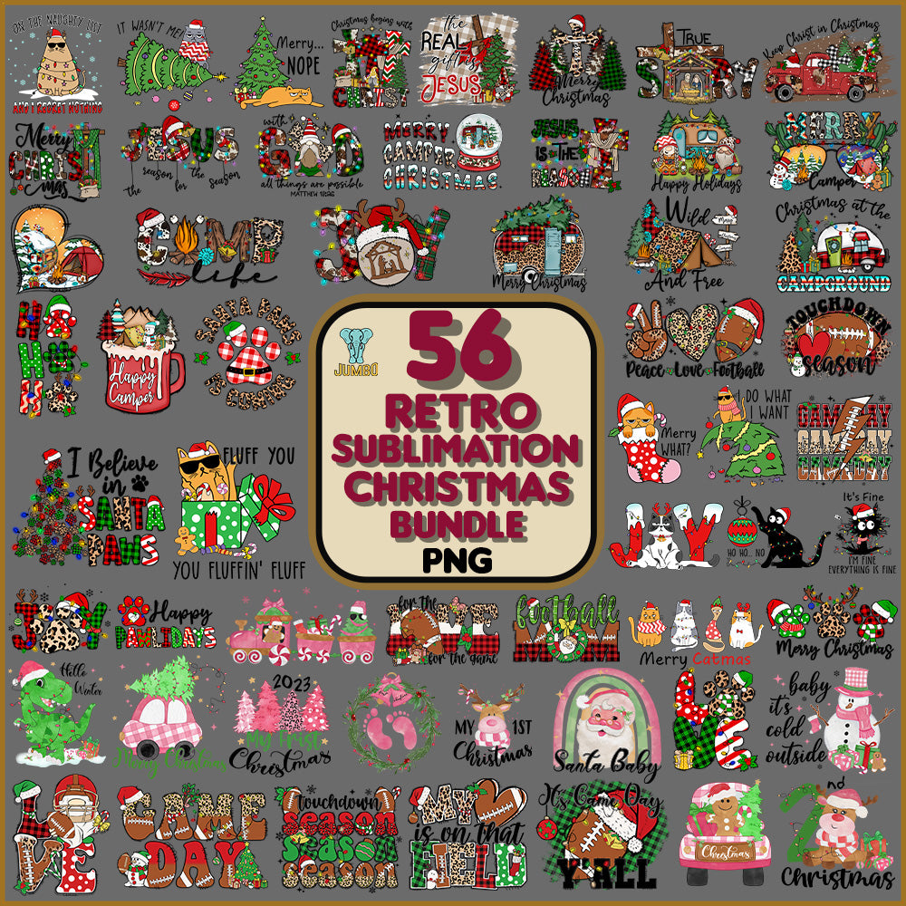 56RetroSublimationChristmasPngBundle