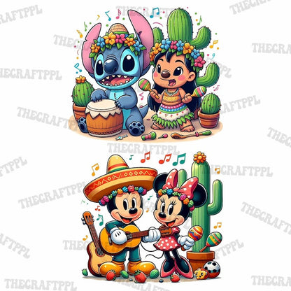 5 Fiesta Cartoon Couple Png Bundle, Fiesta Squad Png, Cinco de Mayo Squad Bundle, Cinco de Mayo Bundle, Mexican Png, Digital Download