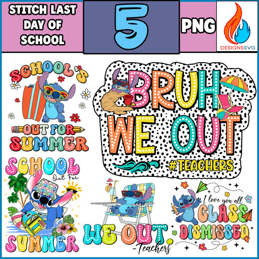 5 Last Day of School PNG Bundle, Teacher Design Png, School's Out For Summer Png, Funny Last Day of School Png, Digital File