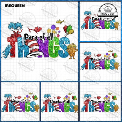 5 School Thing Glitter Png Bundle, Nurse Thing 1 2 Png, Read Across America Png, Glitter Faux Embroidery Png, School Teacher, Digital File