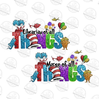 5 School Thing Glitter Png Bundle, Nurse Thing 1 2 Png, Read Across America Png, Glitter Faux Embroidery Png, School Teacher, Digital File