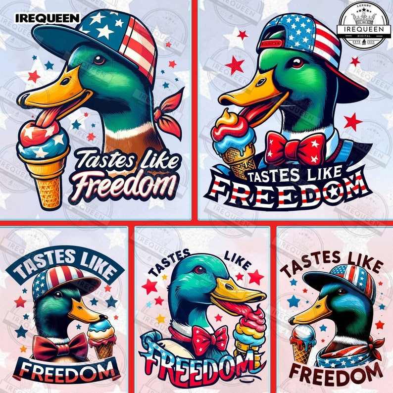 5 Tastes Like Freedom PNG Bundle, Duck Hunting Sublimation PNG, 4th of July Duck Sublimation Png, Fourth of July png, Digital File