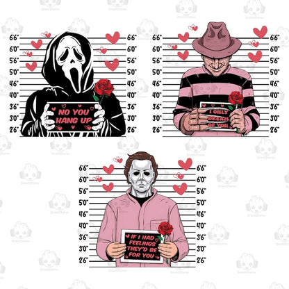 5 Valentine Horror Killers Png Bundle, Valentine Killer Love Png Bundle, Be My Valentine Png, Killer Character Movie Love Png, Digital File.1