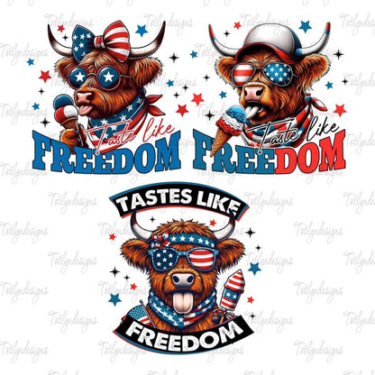 5 Western America Highland Cow png Bundle, America png, 4th Of july png, American Flag Png, Usa png, America Freedom, Digital File