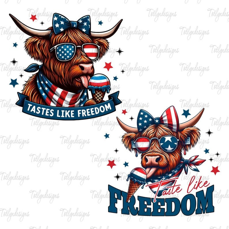 5 Western America Highland Cow png Bundle, America png, 4th Of july png, American Flag Png, Usa png, America Freedom, Digital File