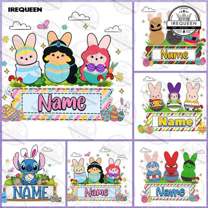 5+ CUSTOM Cartoon Easter Bunny Png Bundle, Kids Name Peeps Easter Day, Custom Easter Png, Bunny Superhero Easter Png, Digital File