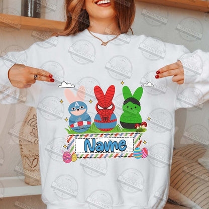 5+ CUSTOM Cartoon Easter Bunny Png Bundle, Kids Name Peeps Easter Day, Custom Easter Png, Bunny Superhero Easter Png, Digital File