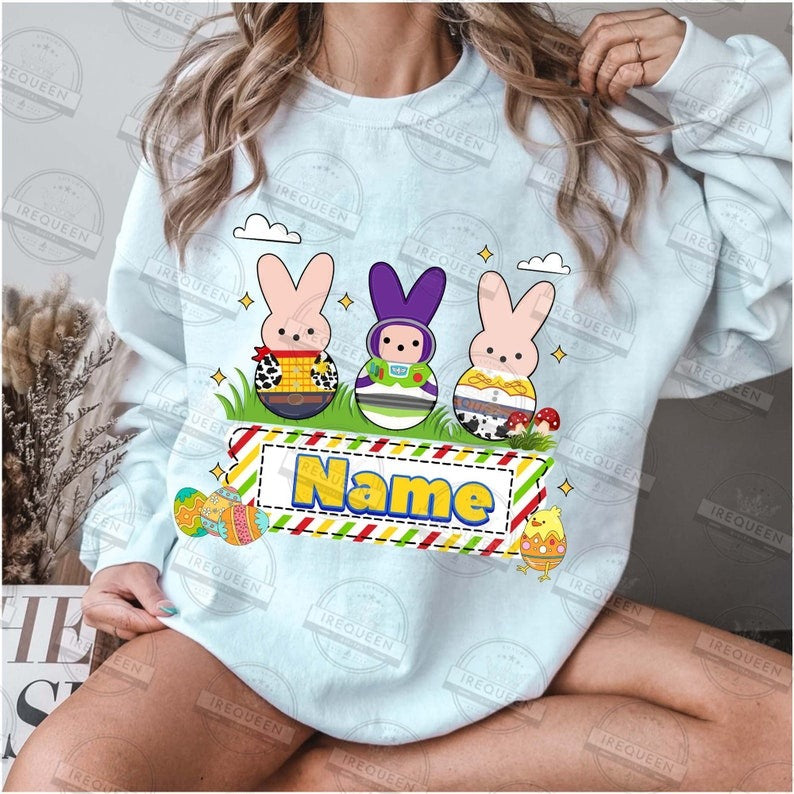 5+ CUSTOM Cartoon Easter Bunny Png Bundle, Kids Name Peeps Easter Day, Custom Easter Png, Bunny Superhero Easter Png, Digital File