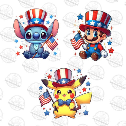 5+ Cartoon 4th of July PNG Bundle, Princess Independence Day Png, American Patriotic Movie Png, Superhero Fourth Of July Png, Digital File