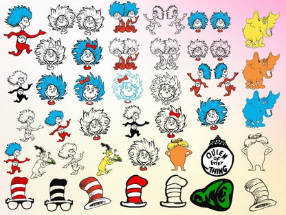 600+ Files Dr Seuss Svg Bundle Layered Item, Dr. Seuss Quotes Cat In The Hat Svg Clipart, Cricut, Digital Vector Cut File, Cat And The Hat