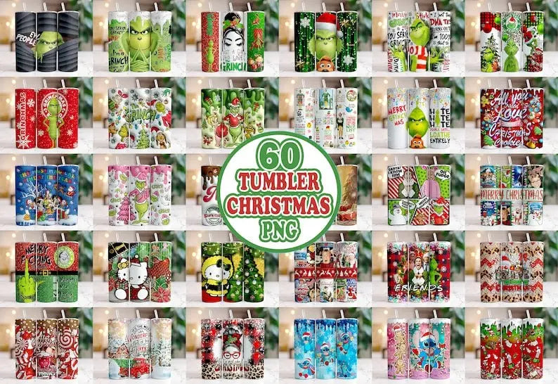 60+ Tumbler Grinch 3D, 2D Christmas Tumbler Sublimation Designs, 20oz Skinny Tumbler Bundle Wrap, Cartoon Funny Christmas,Tumbler PNG Bundle - Jumbosvg