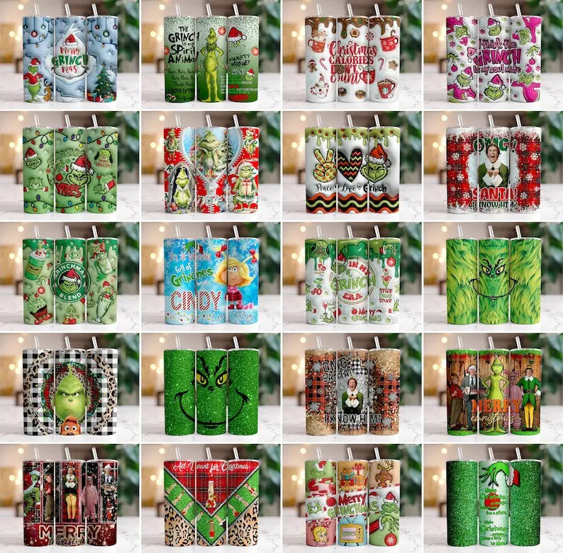 60+ Tumbler Grinch 3D, 2D Christmas Tumbler Sublimation Designs, 20oz Skinny Tumbler Bundle Wrap, Cartoon Funny Christmas,Tumbler PNG Bundle - Jumbosvg