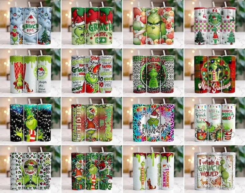 60+ Tumbler Grinch 3D, 2D Christmas Tumbler Sublimation Designs, 20oz Skinny Tumbler Bundle Wrap, Cartoon Funny Christmas,Tumbler PNG Bundle - Jumbosvg