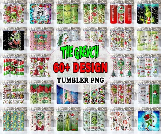 60+ Design Tumbler Grinch Christmas Tumbler Sublimation Designs, 20oz Skinny Tumbler Bundle Wrap, Cartoon Funny Christmas,Tumbler PNG Bundle - Jumbosvg