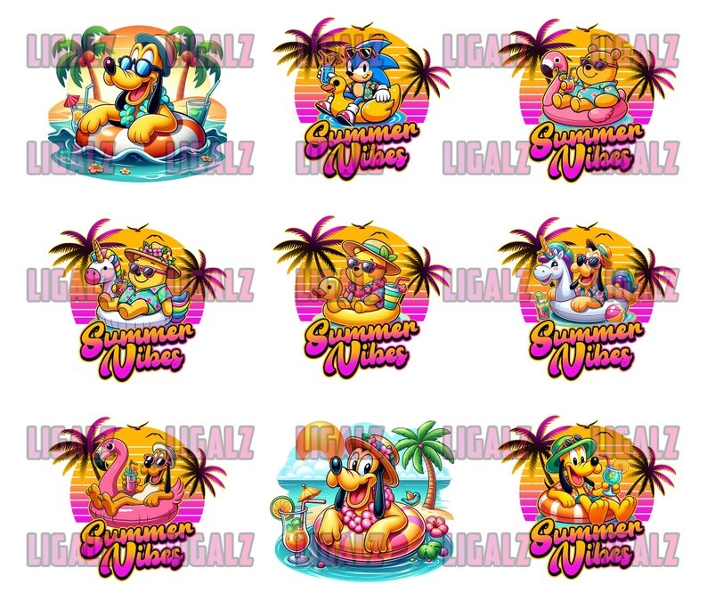 60+ Designs Cartoon Summer Bundle PNG, Cartoon PNG, Summer 2024 PNG Sublimation, Beach Summer Png, Clipart, Digital Download