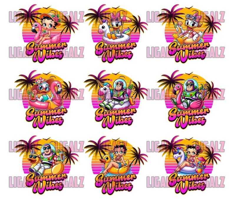 60+ Designs Cartoon Summer Bundle PNG, Cartoon PNG, Summer 2024 PNG Sublimation, Beach Summer Png, Clipart, Digital Download