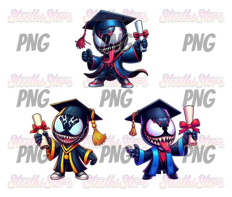 60+ Files Cartoon Graduation Bundle PNG, Graduation 2024 PNG, Graduation Chibi PNG Sublimation, Clipart, Digital Download