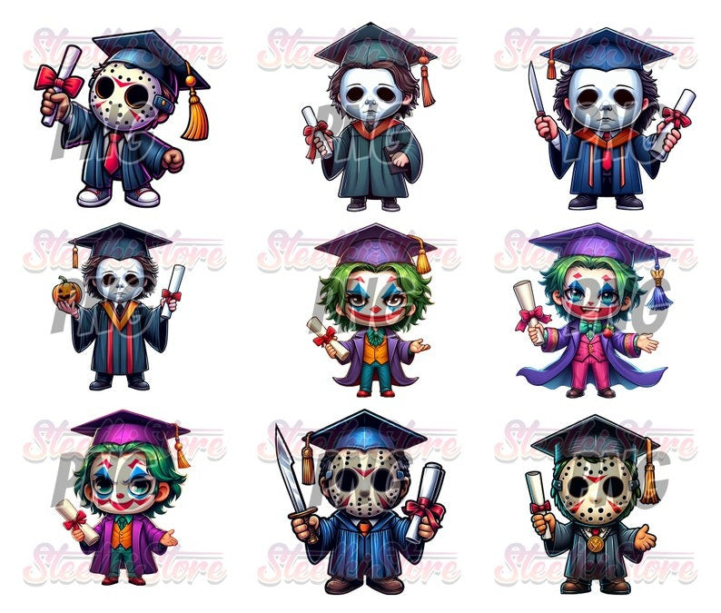 60+ Files Cartoon Graduation Bundle PNG, Graduation 2024 PNG, Graduation Chibi PNG Sublimation, Clipart, Digital Download