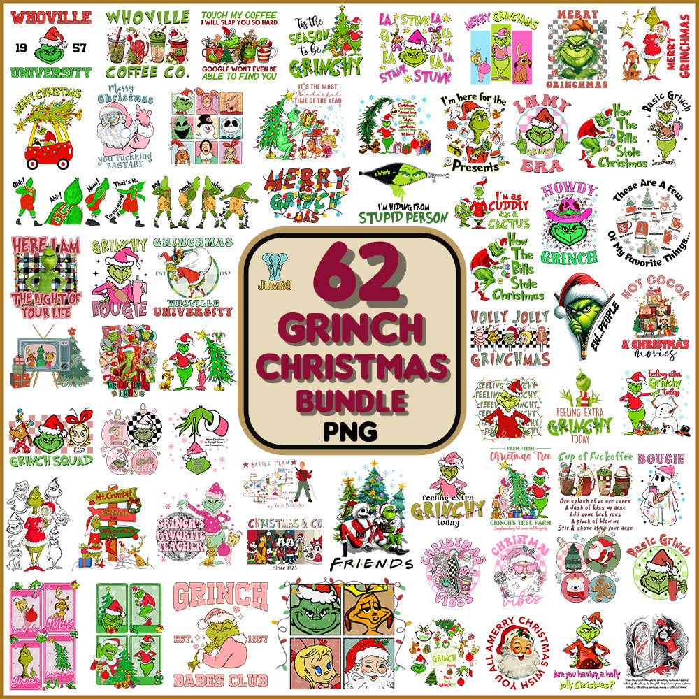 62GrinchChristmasPngBundle