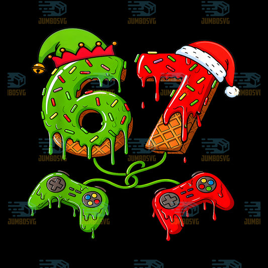 67-Ice-Cream-Drip-Meme-Gamer-Six-Seven-Christmas-Png