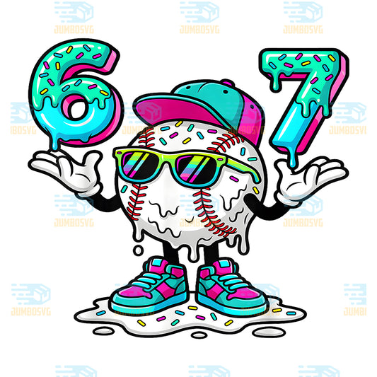 67-Meme-Six-Seven-67-Meme-Baseball-Ice-Cream-Drip-Png