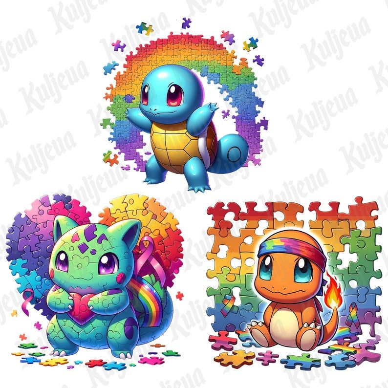 6 Autism Cartoon Png Bundle, Autism Awareness Png, Awareness Png, Be Kind Png, Puzzle Png, Autism Kid Png, Instant Download